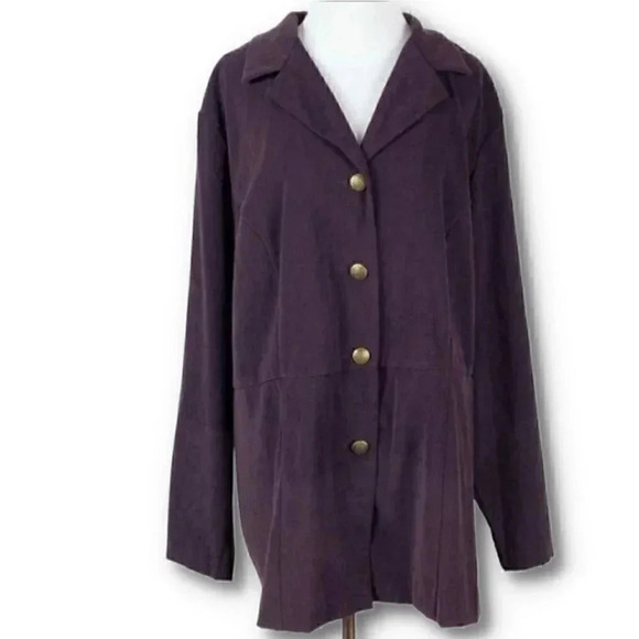 Fashion bug blazer 22/24 purple faux suede jacket - Picture 1 of 11